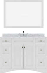 Virtu USA Elise 48" Single Bath Vanity with Marble Top and Square Sink with Brushed Nickel Faucet and Mirror - Luxe Bathroom Vanities