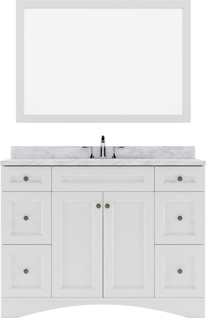 Virtu USA Elise 48" Single Bath Vanity with Marble Top and Square Sink with Brushed Nickel Faucet and Mirror - Luxe Bathroom Vanities