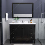 Virtu USA Tiffany 48" Single Bath Vanity with White Quartz Top and Round Sink with Matching Mirror