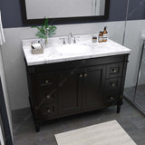 Virtu USA Tiffany 48" Single Bath Vanity with White Quartz Top and Round Sink with Matching Mirror