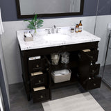 Virtu USA Tiffany 48" Single Bath Vanity with White Quartz Top and Round Sink with Matching Mirror