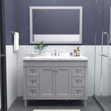 Virtu USA Tiffany 48" Single Bath Vanity with White Quartz Top and Round Sink with Brushed Nickel Faucet with Matching Mirror