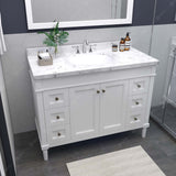 Virtu USA Tiffany 48" Single Bath Vanity with White Quartz Top and Round Sink with Matching Mirror