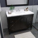 Virtu USA Tiffany 48" Single Bath Vanity with White Quartz Top and Square Sink with Matching Mirror