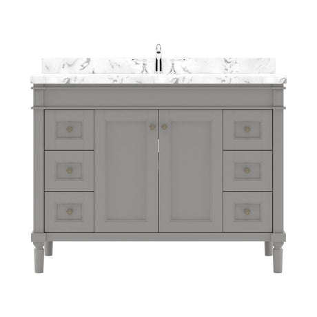 Virtu USA Tiffany 48" Single Bath Vanity in White with White Quartz Top and Square Sink - Luxe Bathroom Vanities