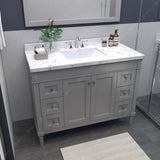 Virtu USA Tiffany 48" Single Bath Vanity with White Quartz Top and Square Sink with Matching Mirror