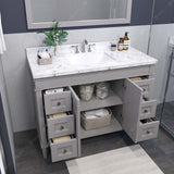 Virtu USA Tiffany 48" Single Bath Vanity with White Quartz Top and Square Sink with Matching Mirror