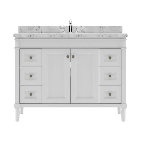 Virtu USA Tiffany 48" Single Bath Vanity in White with White Quartz Top and Square Sink - Luxe Bathroom Vanities