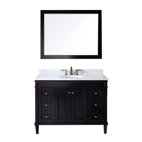 Virtu USA Tiffany 48" Single Bath Vanity with Marble Top and Round Sink with Mirror - Luxe Bathroom Vanities