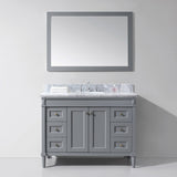 Virtu USA Tiffany 48" Single Bath Vanity in Grey with Marble Top and Round Sink with Brushed Nickel Faucet and Mirror - Luxe Bathroom Vanities Luxury Bathroom Fixtures Bathroom Furniture