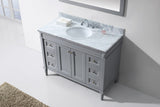 Virtu USA Tiffany 48" Single Bath Vanity in Gray with White Marble Top and Round Sink with Brushed Nickel Faucet with Matching Mirror