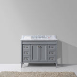 Virtu USA Tiffany 48" Single Bath Vanity in Gray with White Marble Top and Round Sink with Brushed Nickel Faucet