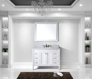 Virtu USA Tiffany 48" Single Bath Vanity with White Marble Top and Round Sink with Matching Mirror