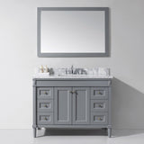 Virtu USA Tiffany 48" Single Bath Vanity with White Marble Top and Square Sink with Brushed Nickel Faucet with Matching Mirror