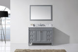 Virtu USA Tiffany 48" Single Bath Vanity with White Marble Top and Square Sink with Brushed Nickel Faucet with Matching Mirror