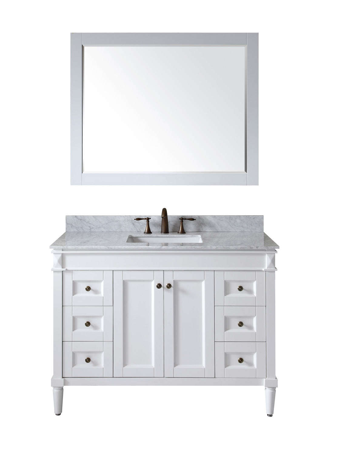 Virtu USA Tiffany 48" Single Bath Vanity with Marble Top and Square Sink with Brushed Nickel Faucet and Mirror - Luxe Bathroom Vanities