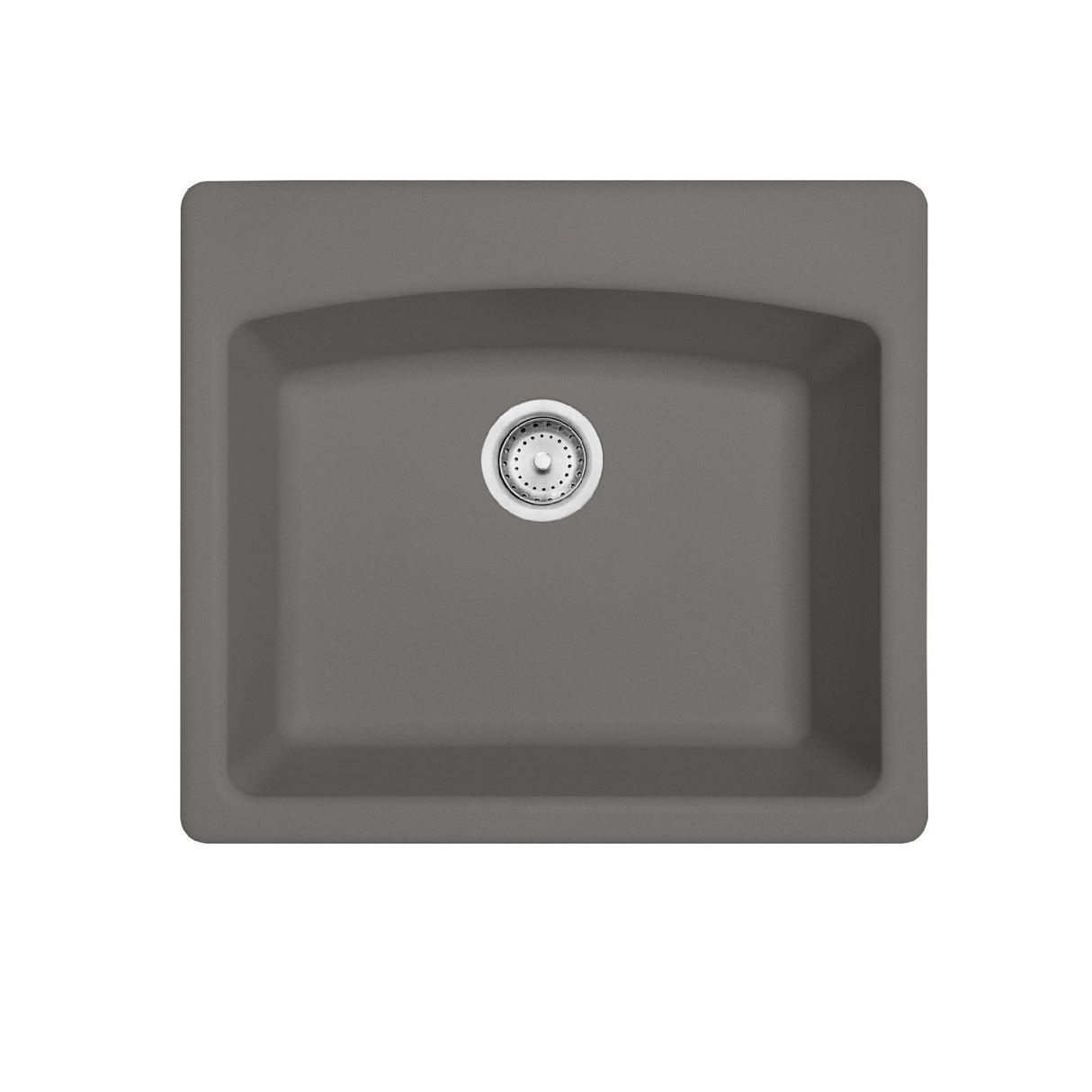 FRANKE ESSG25229-1 Ellipse 25.0-in. x 22.0-in. Stone Grey Granite Dual Mount Single Bowl Kitchen Sink - ESSH25229-1 In Stone Grey