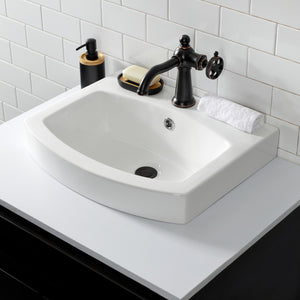 Inflection EV2017 20-Inch Ceramic Bathroom Sink, White