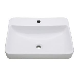 Century EV2318 Ceramic Rectangular Drop-In Bathroom Sink, White