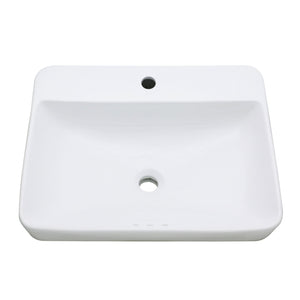 Century EV2318 Ceramic Rectangular Drop-In Bathroom Sink, White