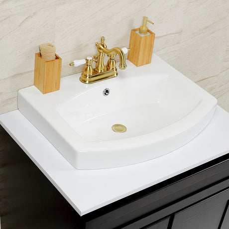 Inflection EV2418W34 24-Inch Ceramic Bathroom Sink (4-Inch, 3-Hole), White