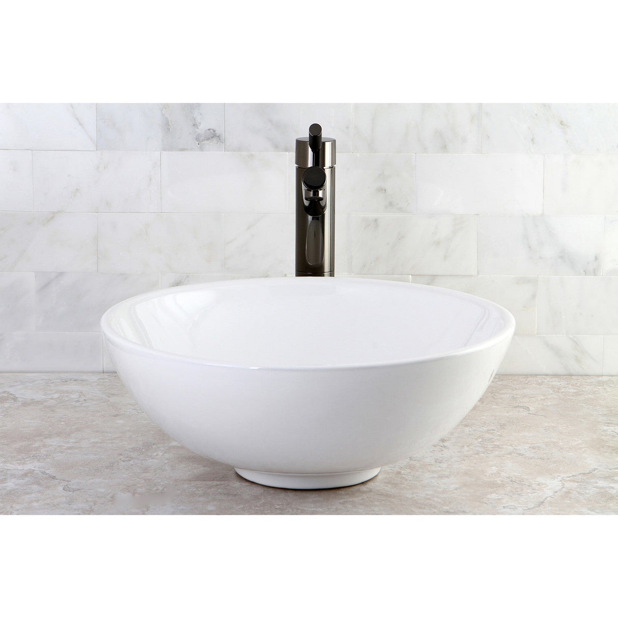 Serene EV4030 Ceramic Round Vessel Sink, White