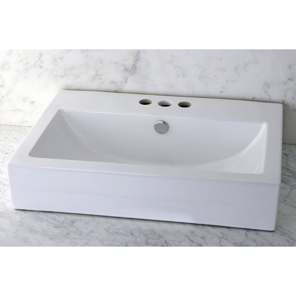 Century EV4318W34 Ceramic Bathroom Sink (4-Inch, 3-Hole), White, White