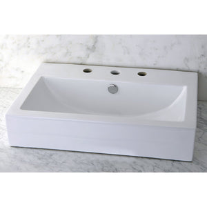 Century EV4318W38 Ceramic Bathroom Sink (8-Inch, 3-Hole), White, White
