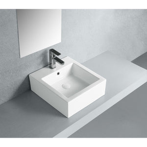 Sierra EV4319 Ceramic Square Vessel Sink, White