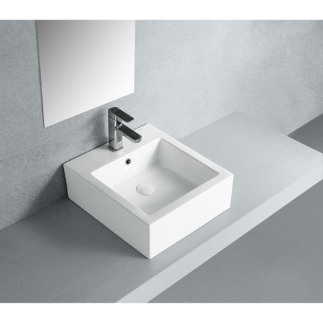 Sierra EV4319 Ceramic Square Vessel Sink, White