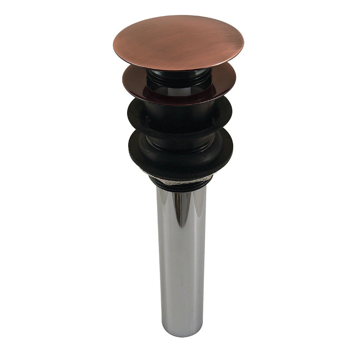 Modern EV600AC Brass Push Pop-Up Bathroom Sink Drain with Overflow, 22 Gauge, Antique Copper