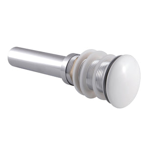 Trimscape EV7001WT Brass Push Pop-Up Bathroom Sink Drain without Overflow, 22 Gauge with Porcelain Cover, Polished Chrome/White