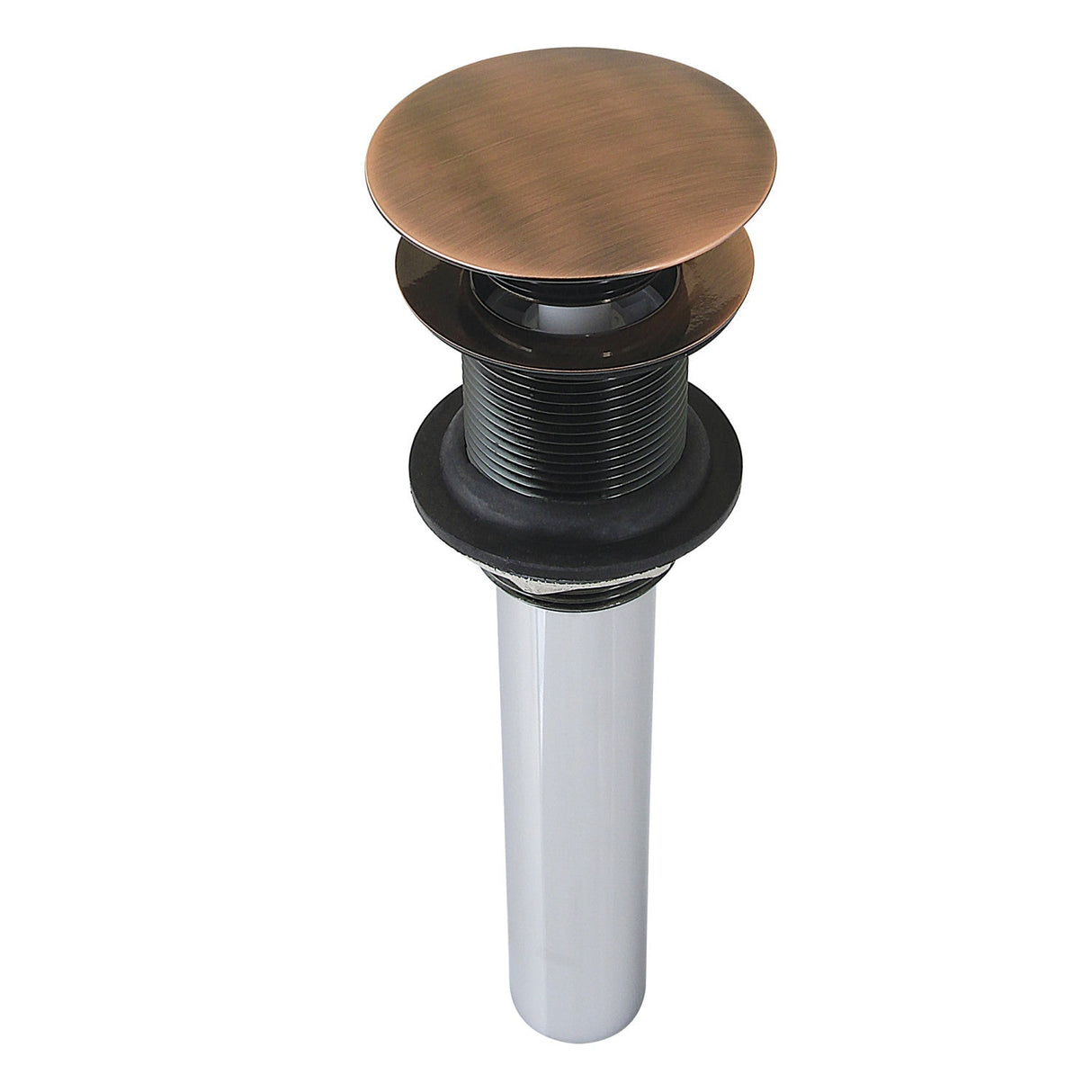 Trimscape EV700AC Brass Push Pop-Up Bathroom Sink Drain without Overflow, 22 Gauge, Antique Copper