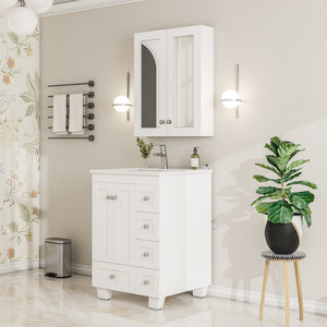 Eviva Tux 24 Inch White Wall Mount Medicine Cabinet