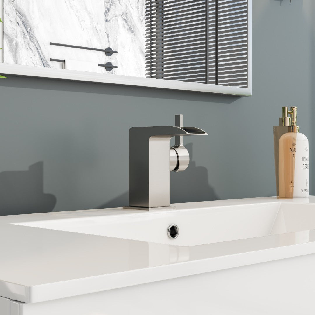 Eviva Jaida Single-Handle Waterfall-Opened Single Handle Bathroom Faucet in Brushed Nickel