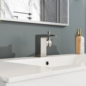 Eviva Jaida Single-Handle Waterfall-Opened Single Handle Bathroom Faucet in Brushed Nickel