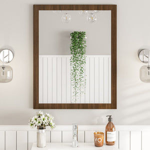 Eviva Reflection 30" x 24" Rectangular Gray Oak Wooden Framed Mirror