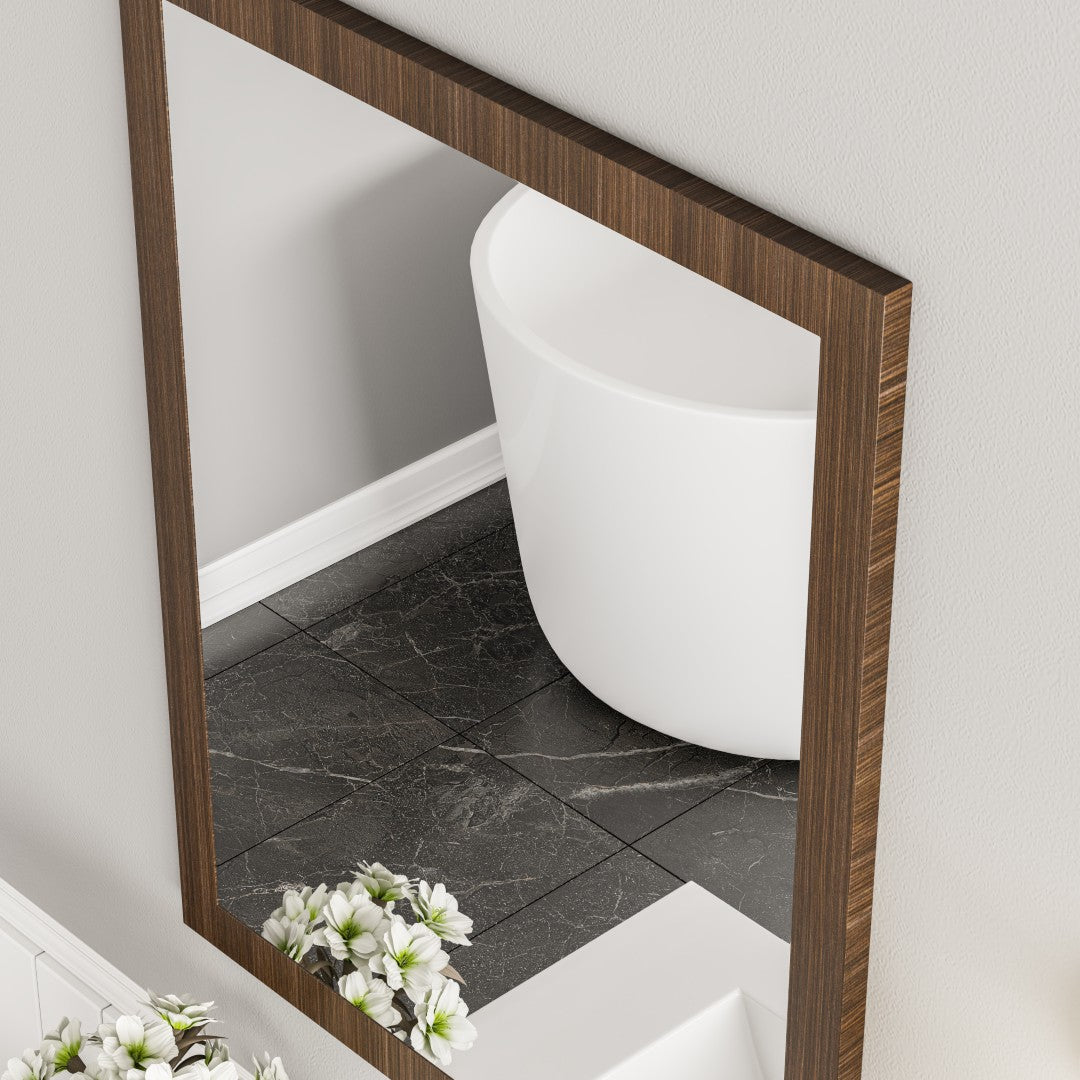 Eviva Reflection 30" x 24" Rectangular Gray Oak Wooden Framed Mirror