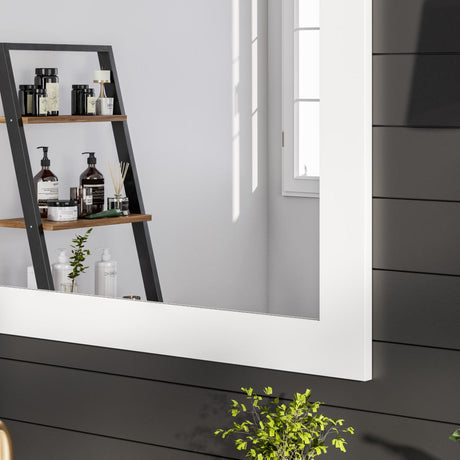 Eviva Sun 36" x 30" Rectangular White Wooden Framed Mirror