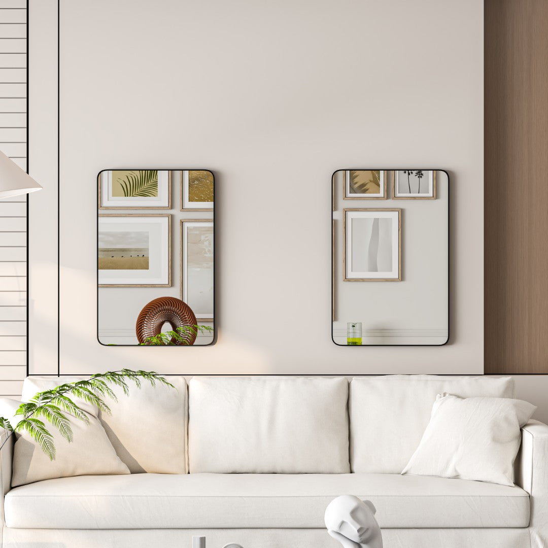 Eviva Harmony 20" x 30" Rectangular Black Metal Framed Mirror