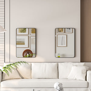 Eviva Harmony 20" x 30" Rectangular Black Metal Framed Mirror