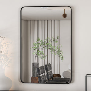 Eviva Harmony 20" x 30" Rectangular Black Metal Framed Mirror
