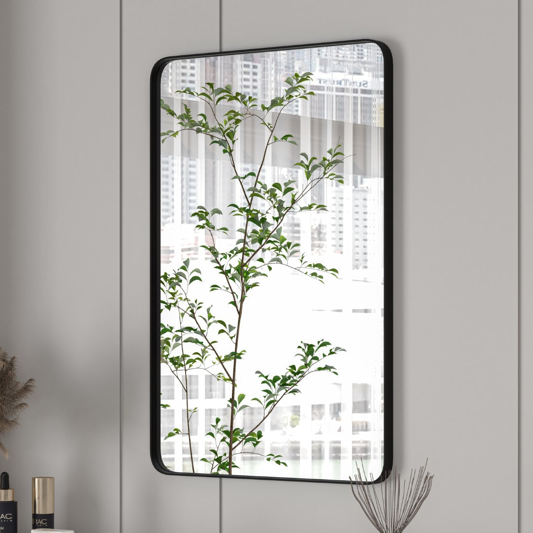 Eviva Harmony 20" x 30" Rectangular Black Metal Framed Mirror