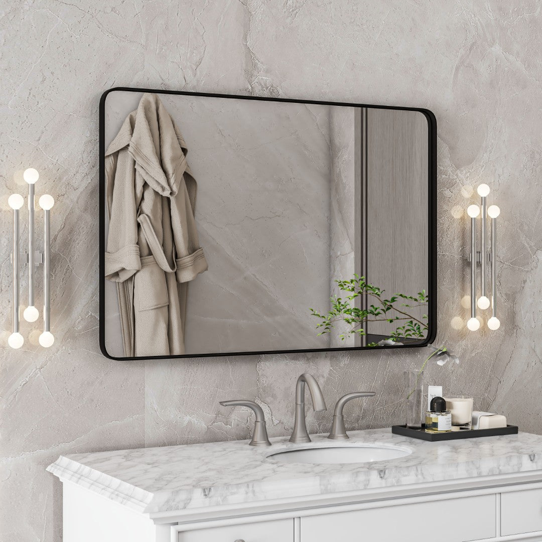 Eviva Harmony 24" x 36" Rectangular Black Metal Framed Mirror