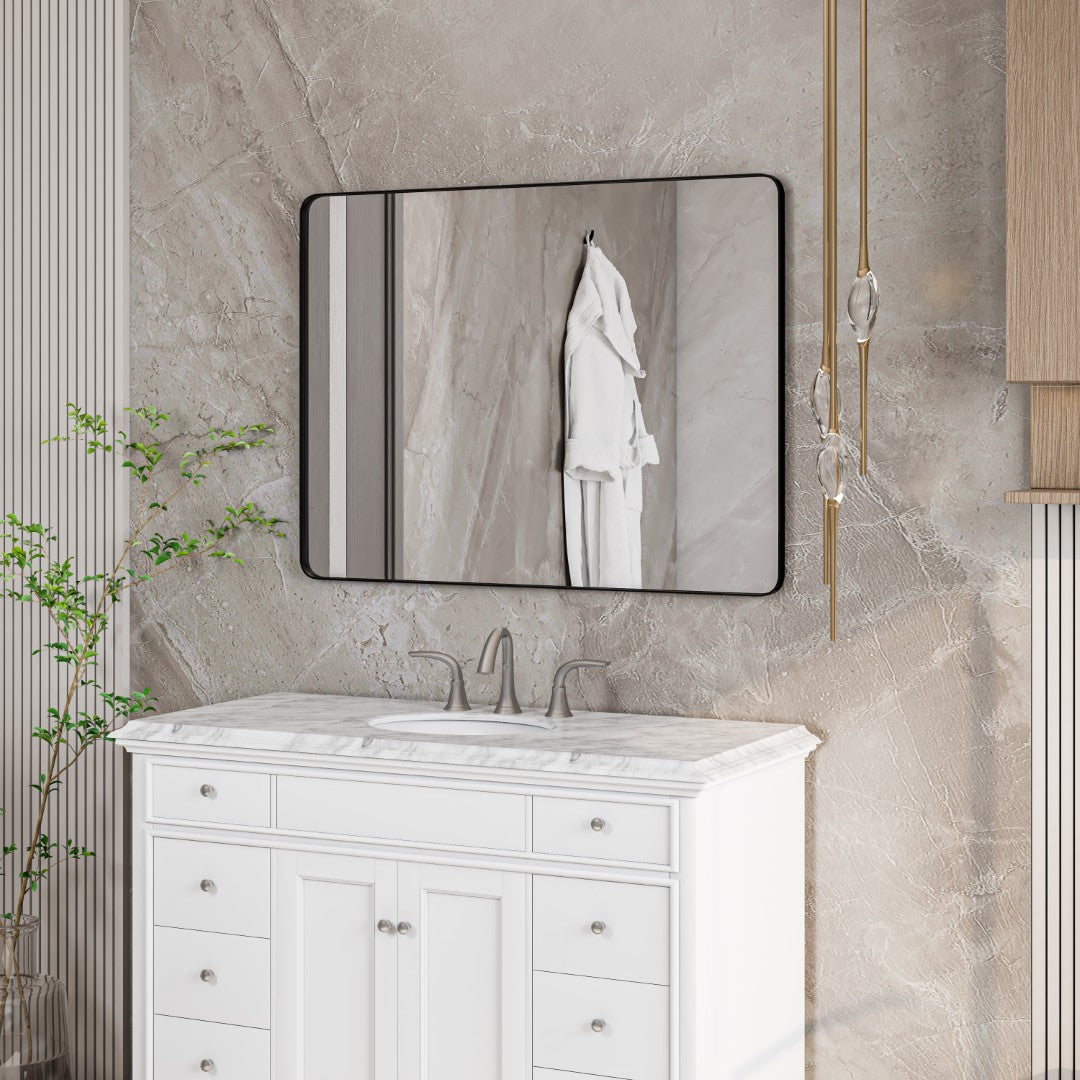 Eviva Harmony 30" x 40" Rectangular Black Metal Framed Mirror