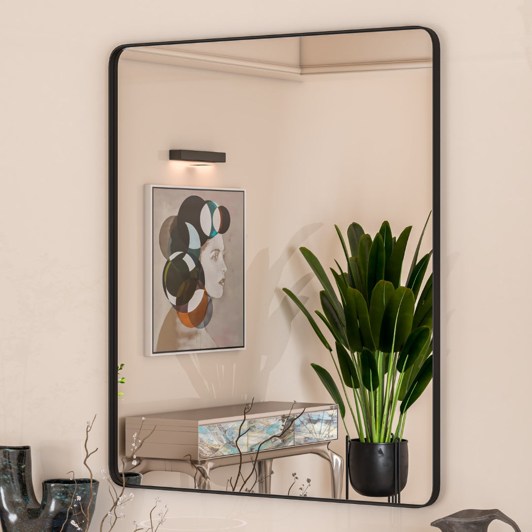 Eviva Harmony 36" x 30" Rectangular Black Metal Framed Mirror