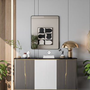 Eviva Harmony 36" x 30" Rectangular Black Metal Framed Mirror