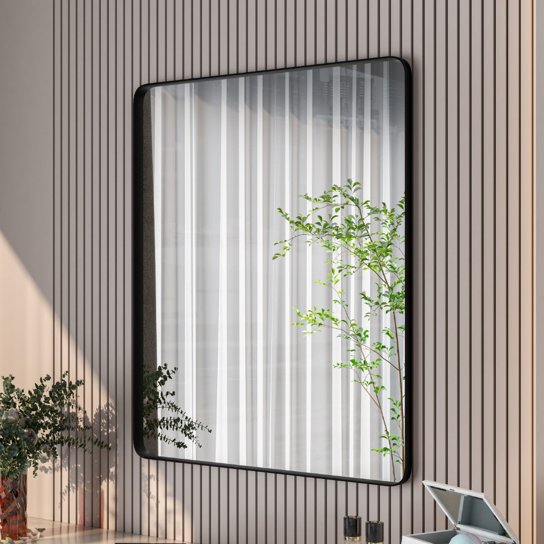 Eviva Harmony 36" x 30" Rectangular Black Metal Framed Mirror