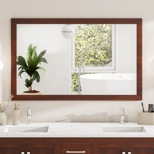 Eviva New York 48" x 30" Rectangular Brown Wooden Framed Mirror