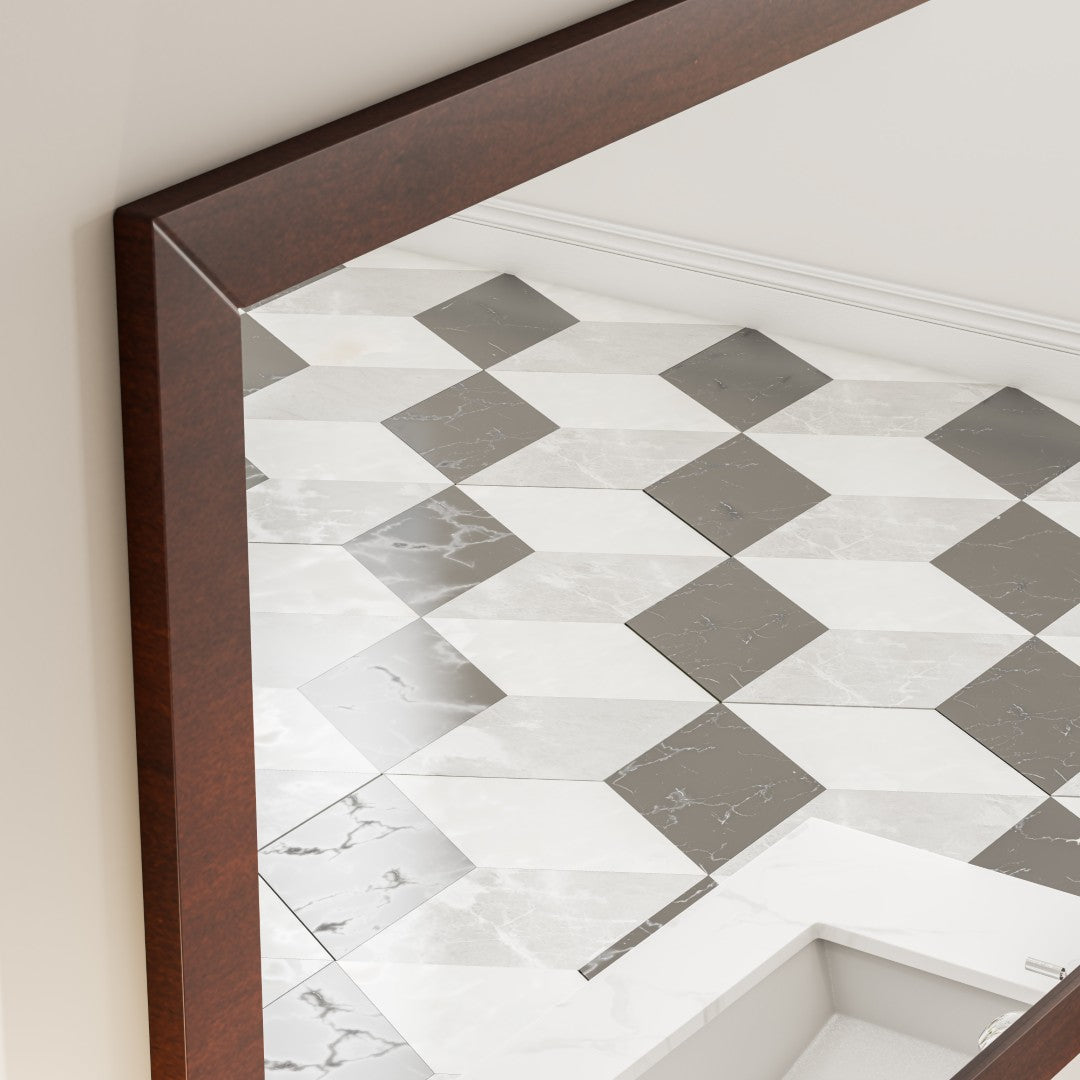 Eviva New York 48" x 30" Rectangular Brown Wooden Framed Mirror